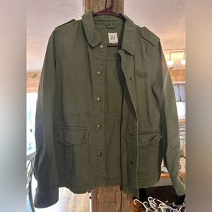 GAP Green Military Field Jacket with Collared Neckline